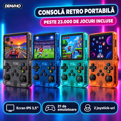 Consolă Retro Portabilă R36S, Peste 14.000 de Jocuri Incluse, 21 de Emulatoare, Ecran IPS 3,5", 2 Joystick-uri, Încărcar