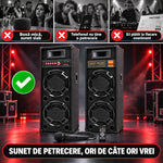 Set Boxe Active Profesionale DEMAHO 600W RMS, 95 cm, 4 Difuzoare 25 cm, Karaoke, Bluetooth, USB, Radio FM, Ecran LCD + CADOU Microfon și Telecomandă