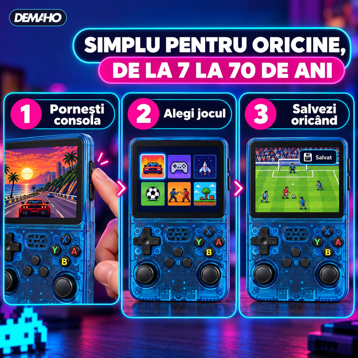 Consolă Retro Portabilă R36S, Peste 14.000 de Jocuri Incluse, 21 de Emulatoare, Ecran IPS 3,5", 2 Joystick-uri, Încărcar