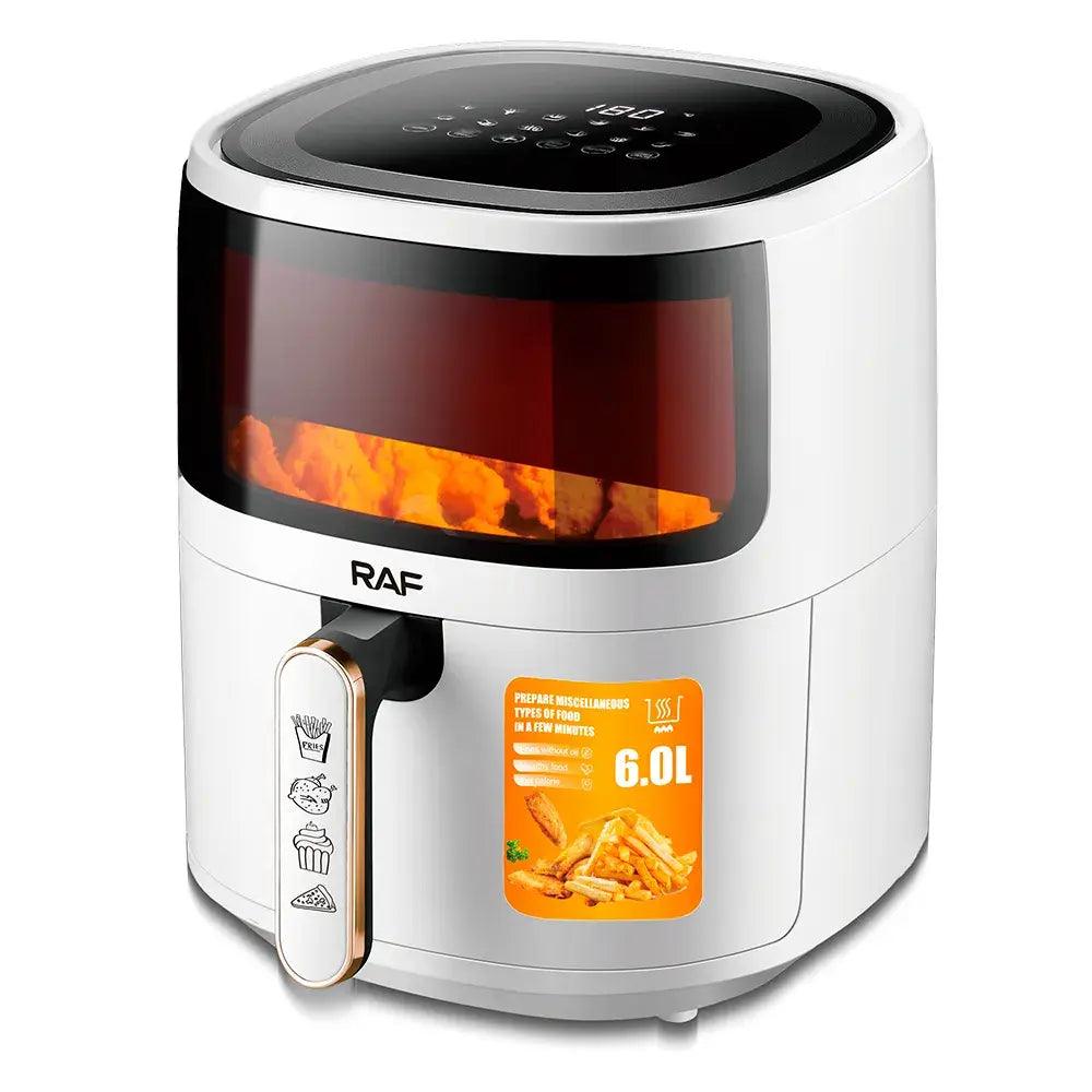 Air Fryer RAF-5330W - friteuza cu aer cald, fara ulei cu Display DIGITAL, capacitate 6L, 1500W, alb + CADOU CARTE DE RETETE - eSeller.ro - Inovăm pentru confortul tău