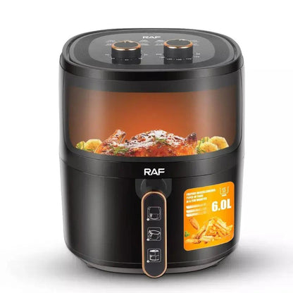 Air Fryer RAF-5324B - friteuza cu aer cald, fara ulei, capacitate 6L, 1500W, negru + CADOU CARTE DE RETETE - eSeller.ro - Inovăm pentru confortul tău