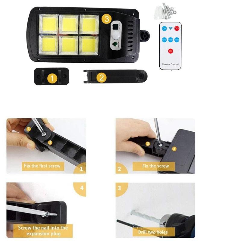 Set 2x Lampa cu Incarcare Solara 100W, LED-uri COB, Telecomanda si Senzor de Miscare - eSeller.ro - Inovăm pentru confortul tău