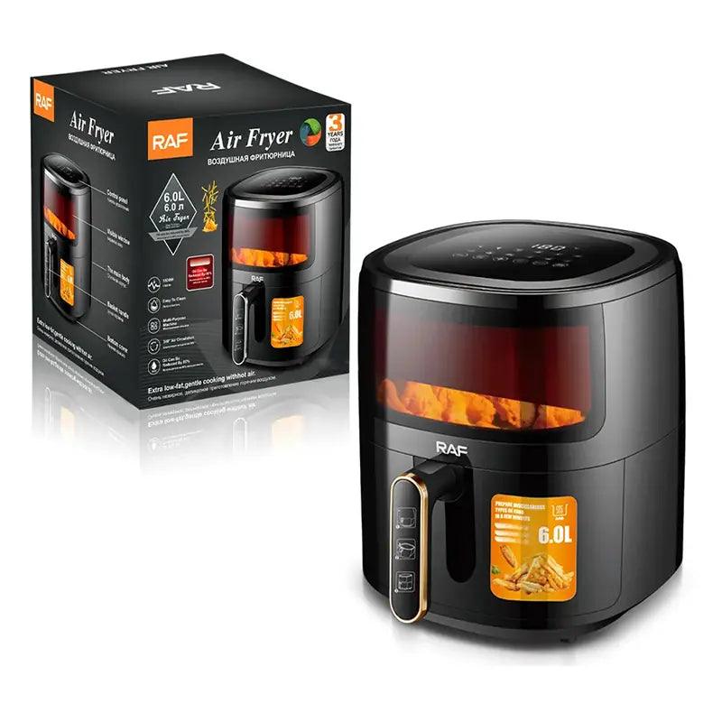 Air Fryer RAF-5330W - friteuza cu aer cald, fara ulei cu Display DIGITAL, capacitate 6L, 1500W, NEGRU + CADOU 1x SET HARTIE 100 PCS - eSeller.ro - Inovăm pentru confortul tău