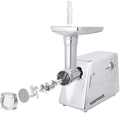 Masina de Tocat Carne Electrica Inox, 2200W, Functie Reverse, Accesorii Carnati si Kibbe