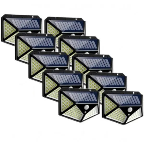 Set 10x Lampa 100 LED cu panou solar, senzor de miscare