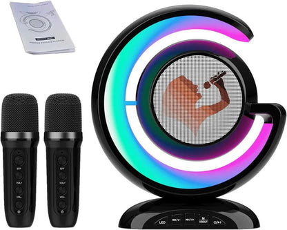 Dispozitiv Karaoke All-in-One, cu Boxa Bluetooth, 1 Microfon, Iluminare RGB Led, Slot Card, Conectare la Smartphone - eSeller.ro - Inovăm pentru confortul tău