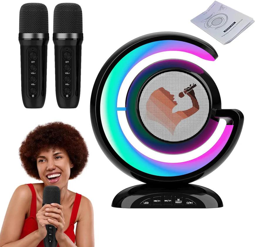 Dispozitiv Karaoke All-in-One, cu Boxa Bluetooth, 1 Microfon, Iluminare RGB Led, Slot Card, Conectare la Smartphone - eSeller.ro - Inovăm pentru confortul tău