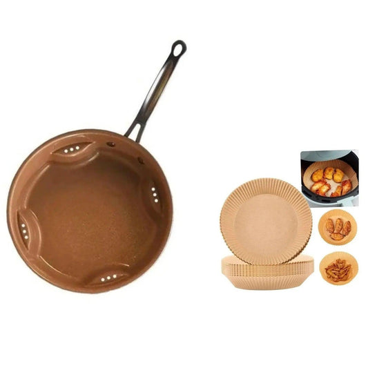 Tigaie Migas Air Fry, Fara Ulei, din ceramica + Set 50 hartii de copt 16 cm - eSeller.ro - Inovăm pentru confortul tău