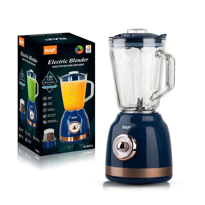 Blender Electric de sticla 2 in 1 RAF® , 1000 W cu Rasnita de Cafea, capacitate recipient 1.5L, 2 trepte viteza, Crem Metalic - eSeller.ro - Inovăm pentru confortul tău