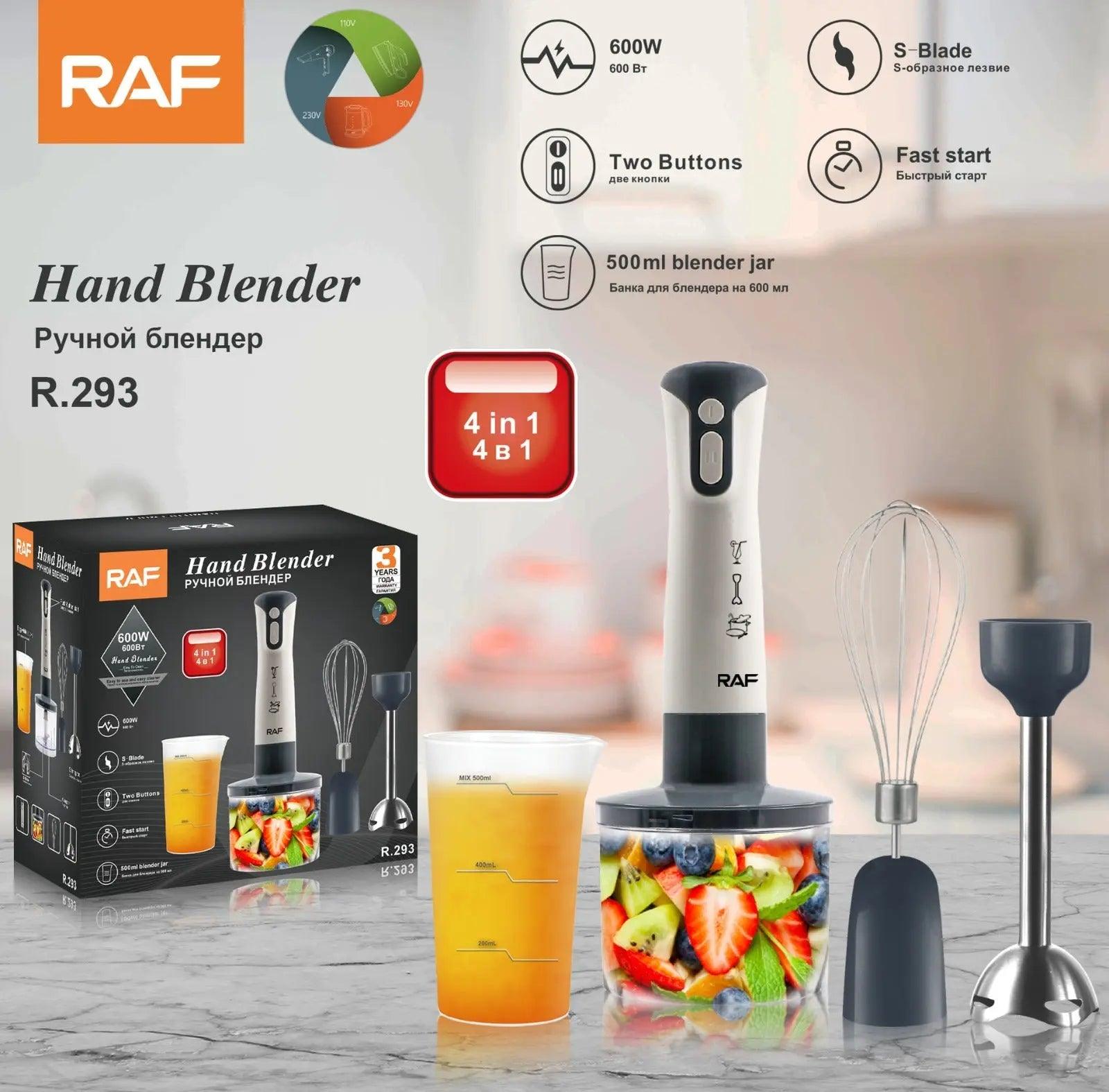 Blender de mana profesional, RAF, 4 in 1, Cana 500ml, Tel, Tocator, putere 600W - eSeller.ro - Inovăm pentru confortul tău