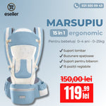Marsupiu ergonomic, multifunctional pentru bebelusi, 15in1, greutate maxima 25 kg, Roz / Albastru