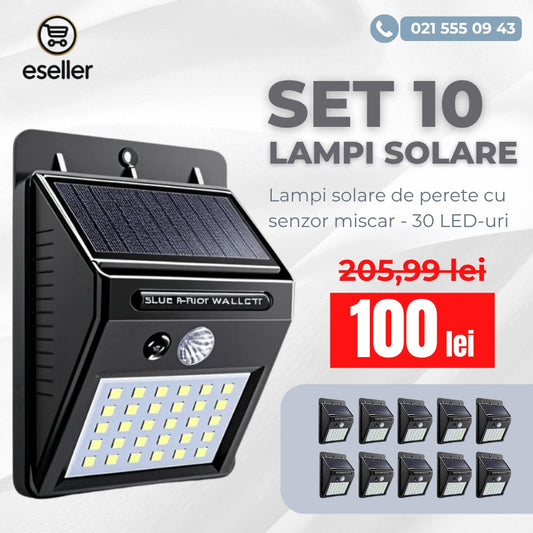 SET 10 Lampi solare de perete cu senzor miscare 30 LED