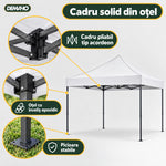 Cort Pavilion Pliabil 3 x 3 m DEMAHO, Cadru din Oțel tip Acordeon, Acoperiș Impermeabil, Montaj Rapid fără Unelte, pentr