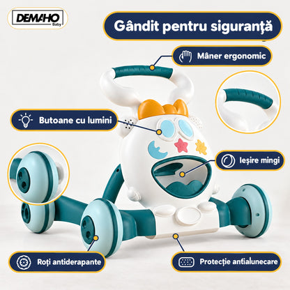 Premergător de Activități 3 în 1 DEMAHO, Lumini și Muzică, Mingi Colorate, Jucării Detașabile, Roți Antiderapante, Pliabil, 6-36 Luni
