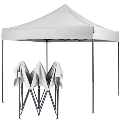 Cort Pavilion 3x3m Alb Pliabil Cadru Metal pentru Curte, Gradina, Evenimente