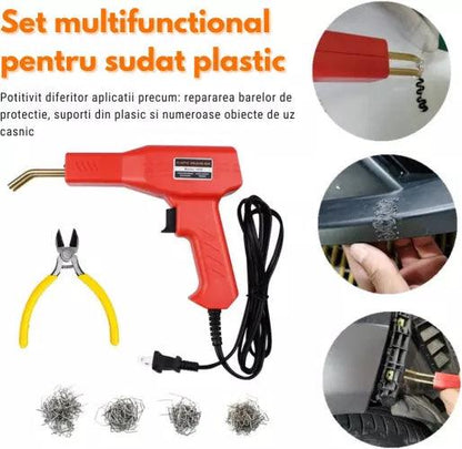 Trusa aparat sudat plastic, pistol profesional pentru lipit/sudat plastic, kit pentru repararea fisurilor din plastic, polipropilena, 200 capse de intarire, putere 50W - eSeller.ro - Inovăm pentru confortul tău