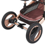 Carucior copii cu suspensii 2 in 1 transformabil landou-sport cu maner protectie din piele, cos pentru accesorii
