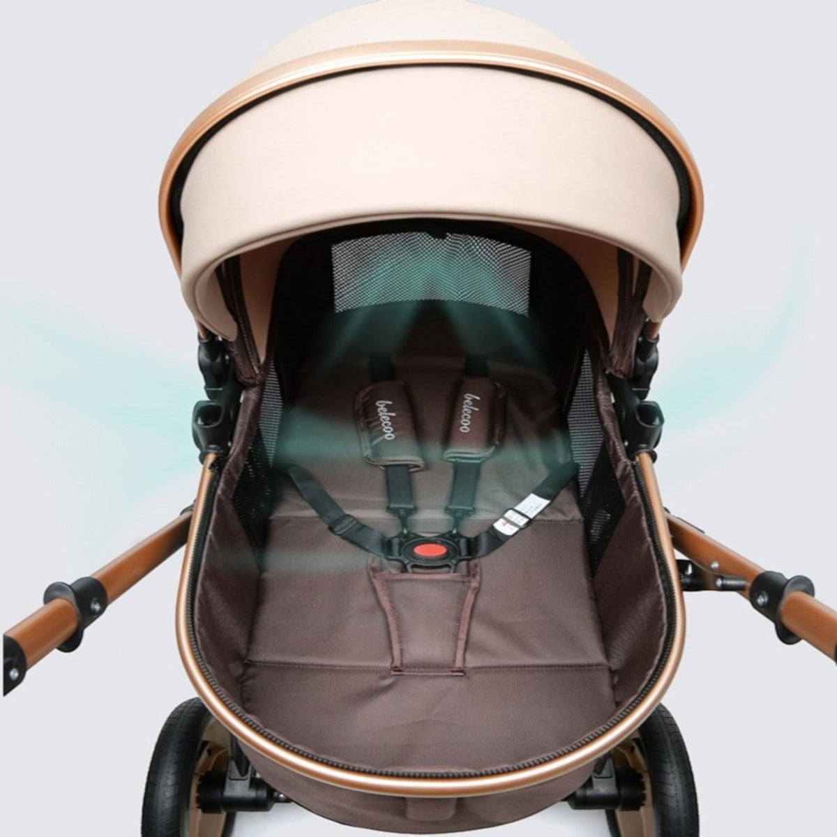 Carucior copii cu suspensii 2 in 1 transformabil landou-sport cu maner protectie din piele, cos pentru accesorii