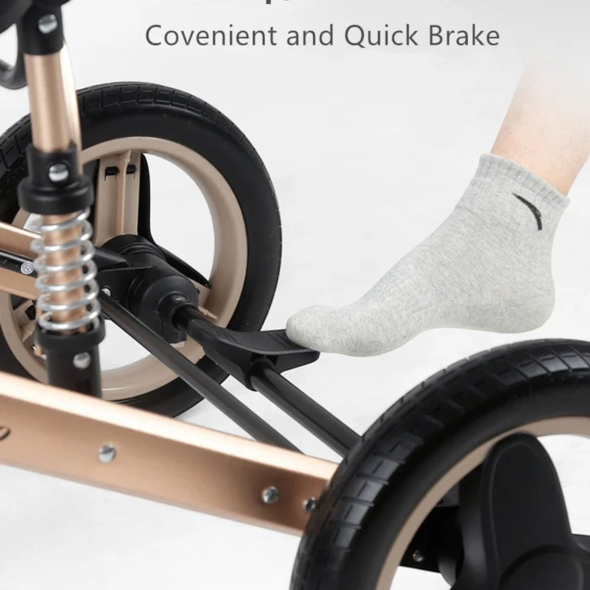Carucior copii cu suspensii 2 in 1 transformabil landou-sport cu maner protectie din piele, cos pentru accesorii