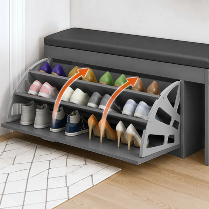 Dulap pentru pantofi tip bancheta Gri, 80 x 30 x 51 cm
