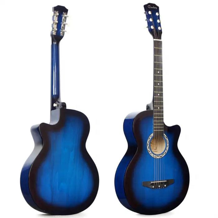 Chitara Acustica Albastru 4/4 38" ( 95 x 35 cm ), pentru Incepatori si Adulti, Recomandata peste 8-10 Ani, 6 Corzi Metalice, 20 De Taste - eSeller.ro - Inovăm pentru confortul tău