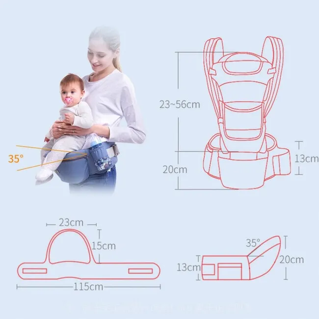 Marsupiu ergonomic, multifunctional pentru bebelusi, 15in1, greutate maxima 25 kg, Roz / Albastru