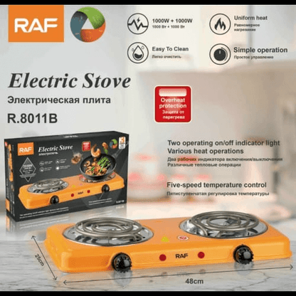 Aragaz electric RAF 8011B, 1000+1000 W, plita de gatit cu control temperatura, protectie la supraincalzire, aragaz electric 2000 W - eSeller.ro - Inovăm pentru confortul tău