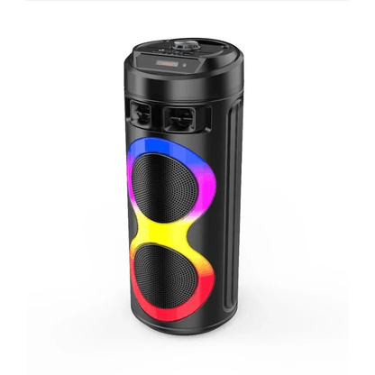 Boxa Profesionala XL 300W, 2 difuzoare 6.5 inch, design modern, afisaj lcd, autonomie mare + super bass + joc lumini, karaoke, conex. bluetooth, usb, radiofm, microfon si telecomanda inclus - eSeller.ro - Inovăm pentru confortul tău