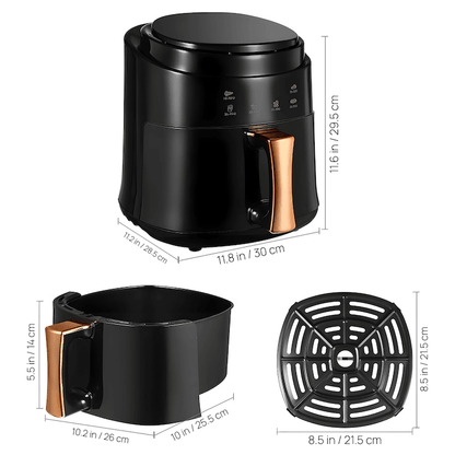 Friteuza cu aer cald, fara ulei, XL Air Fryer, 3000W, capacitate 10L, temperatura ajustabila 80-210°C, timer 60 min, pot detasabil, display digital, Negru - eSeller.ro - Inovăm pentru confortul tău