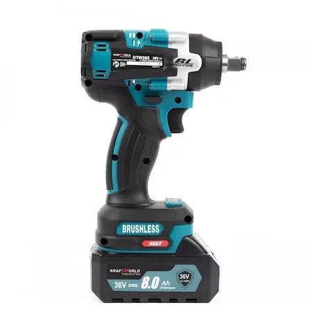 Masina de impact si insurubat KraftWorld DTW285, cu 2 acumulatori, 36V, 8Ah, patrat si bit, BRUSHLESS - eSeller.ro - Inovăm pentru confortul tău