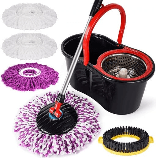 Set Mop Magic Rotativ 360° cu Talpă și Cuvă din Inox, 4 Rezerve Diferite + Perie Rosturi, Covoare Incluse - eSeller.ro - Inovăm pentru confortul tău