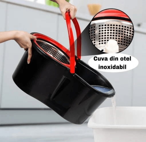 Set Mop Magic Rotativ 360° cu Talpă și Cuvă din Inox, 4 Rezerve Diferite + Perie Rosturi, Covoare Incluse - eSeller.ro - Inovăm pentru confortul tău