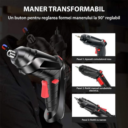 Surubelnita Electrica DEMAHO, fara Fir - 6 Nm Cuplu, Li-Ion 1800mAh, Maner Ajustabil, Set Complet de Accesorii