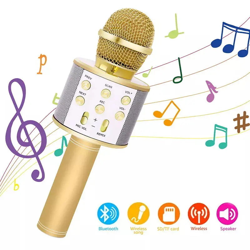 Microfon Profesional Wireless Karaoke cu Bluetooth, DIFUZOR, RADIO FM, USB TF, INREGISTRARE SUNET, ACUMULATOR