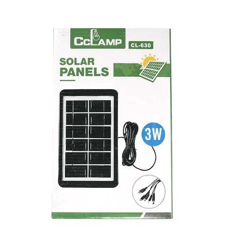 Panou Solar Portabil, Putere 3W, Tensiune 6V, IP67, Cablu cu Mufe 5 in 1, Negru - eSeller.ro - Inovăm pentru confortul tău