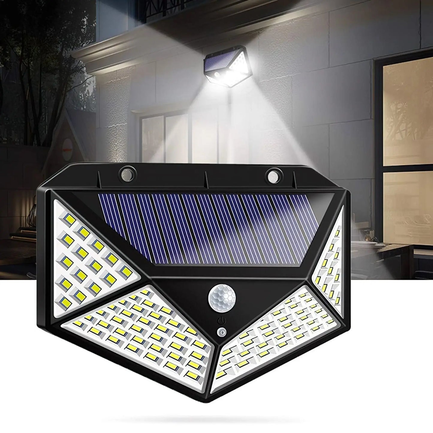 Set 10x Lampa 100 LED cu panou solar, senzor de miscare
