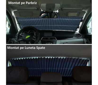 Copertina parasolar auto retractabil impotriva razelor UV, fixare prin ventuze, pentru parbriz sau luneta - eSeller.ro - Inovăm pentru confortul tău