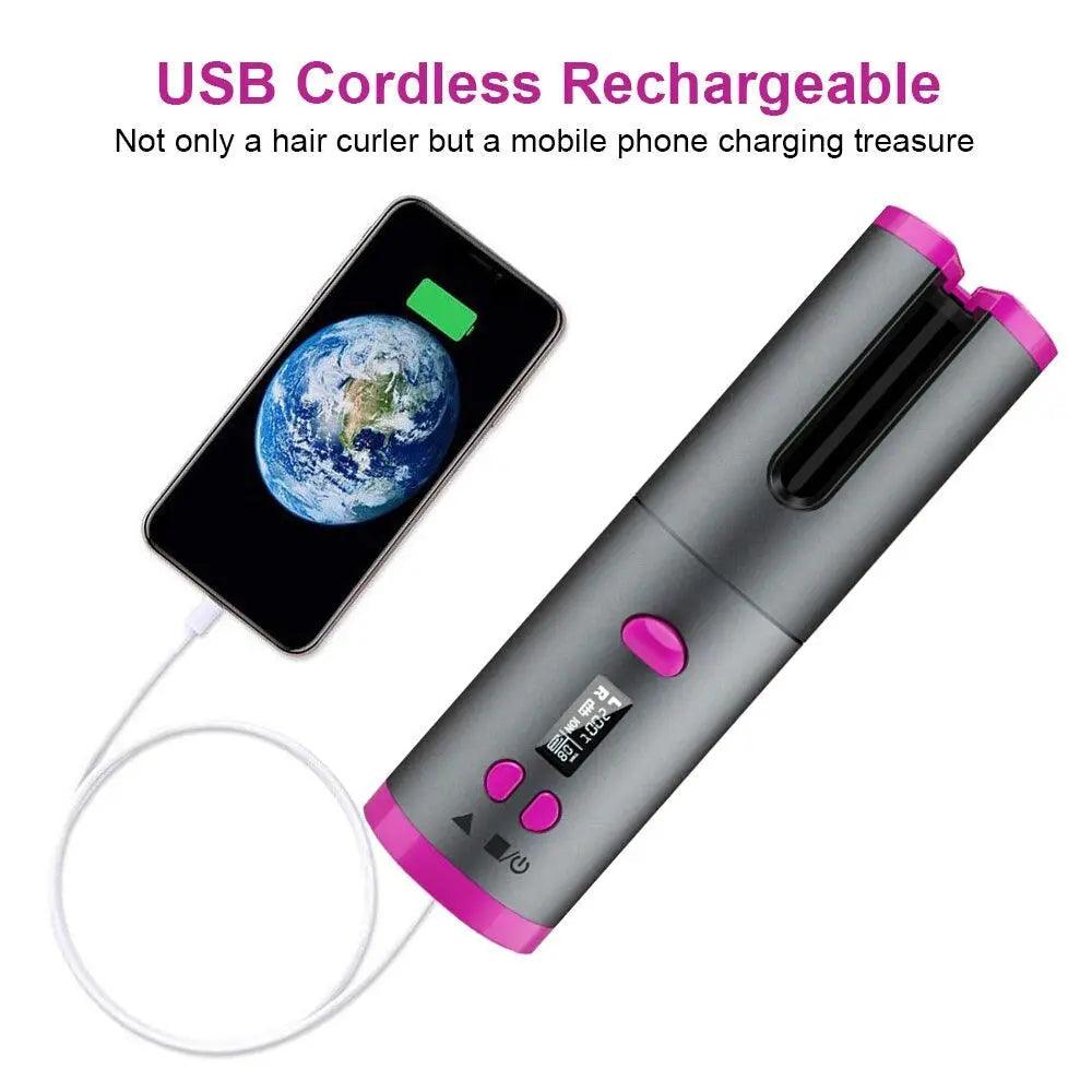 Ondulator de par Automat Wireless, Smart-Curler cu functie de power bank - eSeller.ro - Inovăm pentru confortul tău