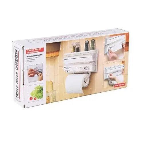 Dispenser triplu de bucatarie pentru hartie, folie aluminiu si folie stretch - eSeller.ro - Inovăm pentru confortul tău